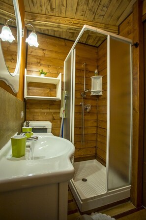 Combined shower/tub, hair dryer, bidet