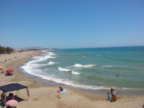 Beach nearby, sun-loungers