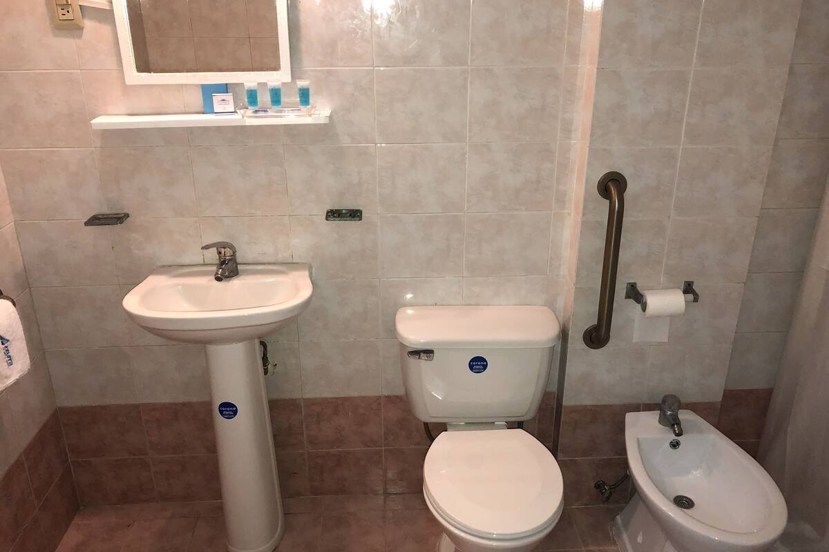 shower, free toiletries, hair dryer, bidet