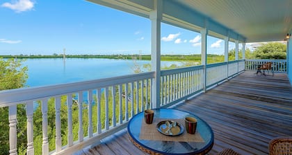 Seaside Retreat: Waterfront Home with private heated pool & lush landscaping