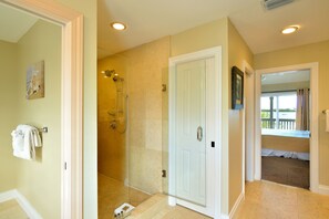 Combined shower/tub, jetted tub, hair dryer, bidet