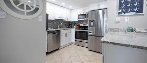 Fridge, microwave, oven, dishwasher