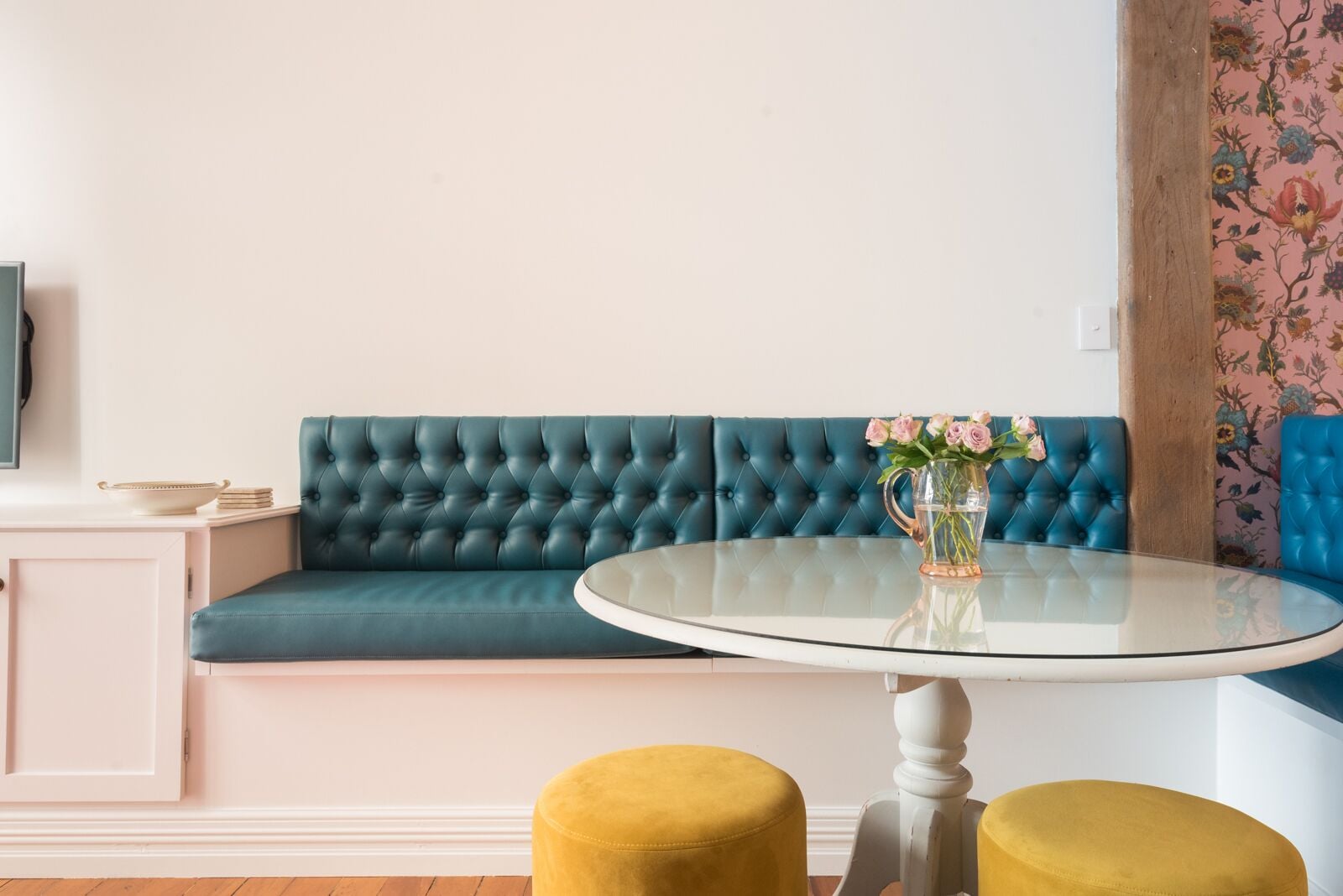 Individually decorated, individually furnished, desk, laptop workspace