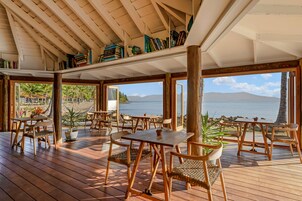 Breakfast, lunch, dinner served; beach views