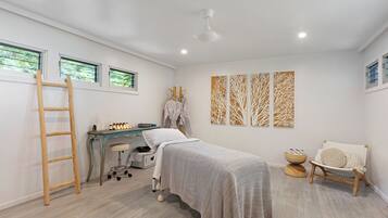 Outdoor treatment area, body treatments, hot stone massages