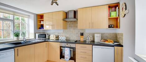 Fridge, microwave, dishwasher, toaster