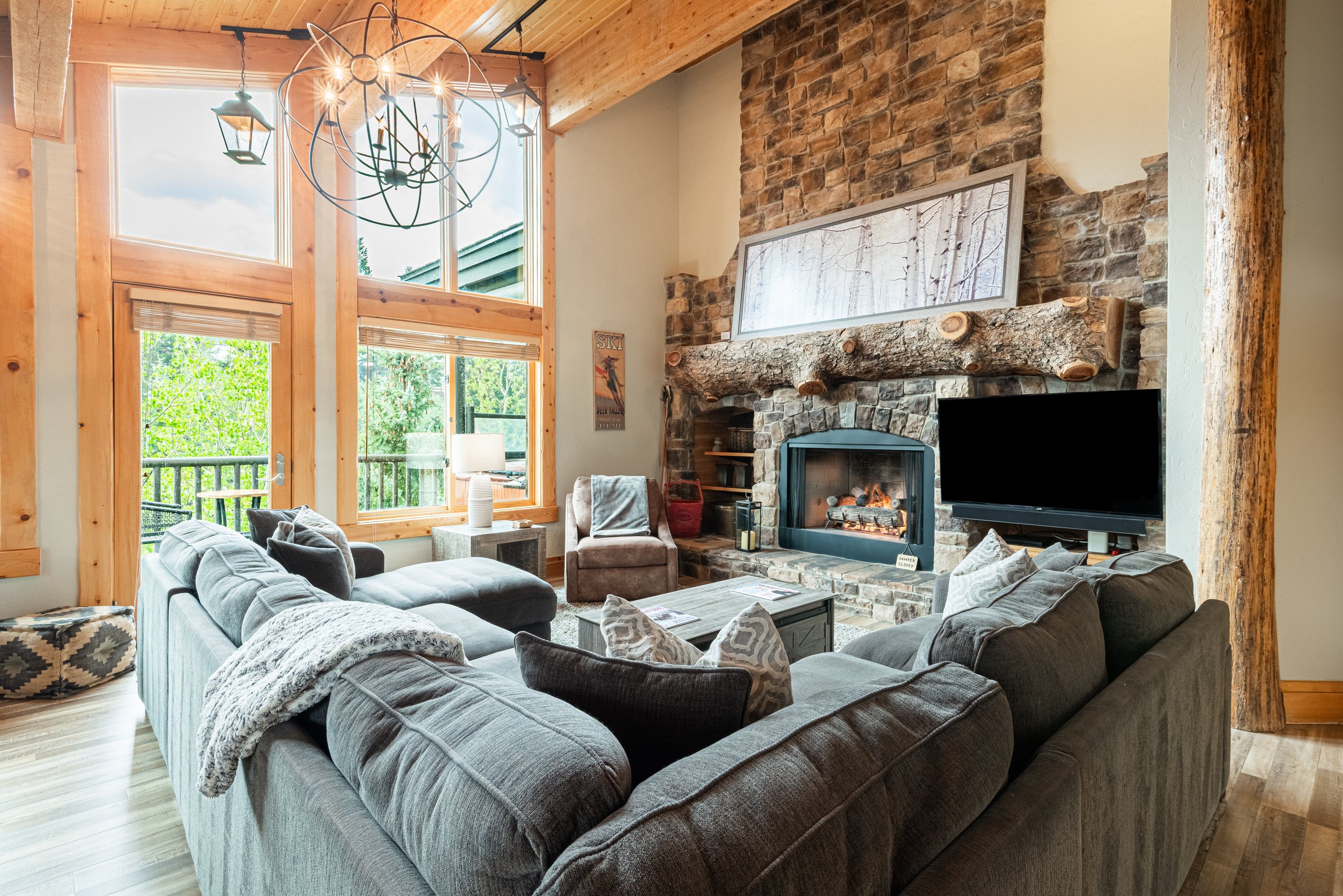 TV, fireplace