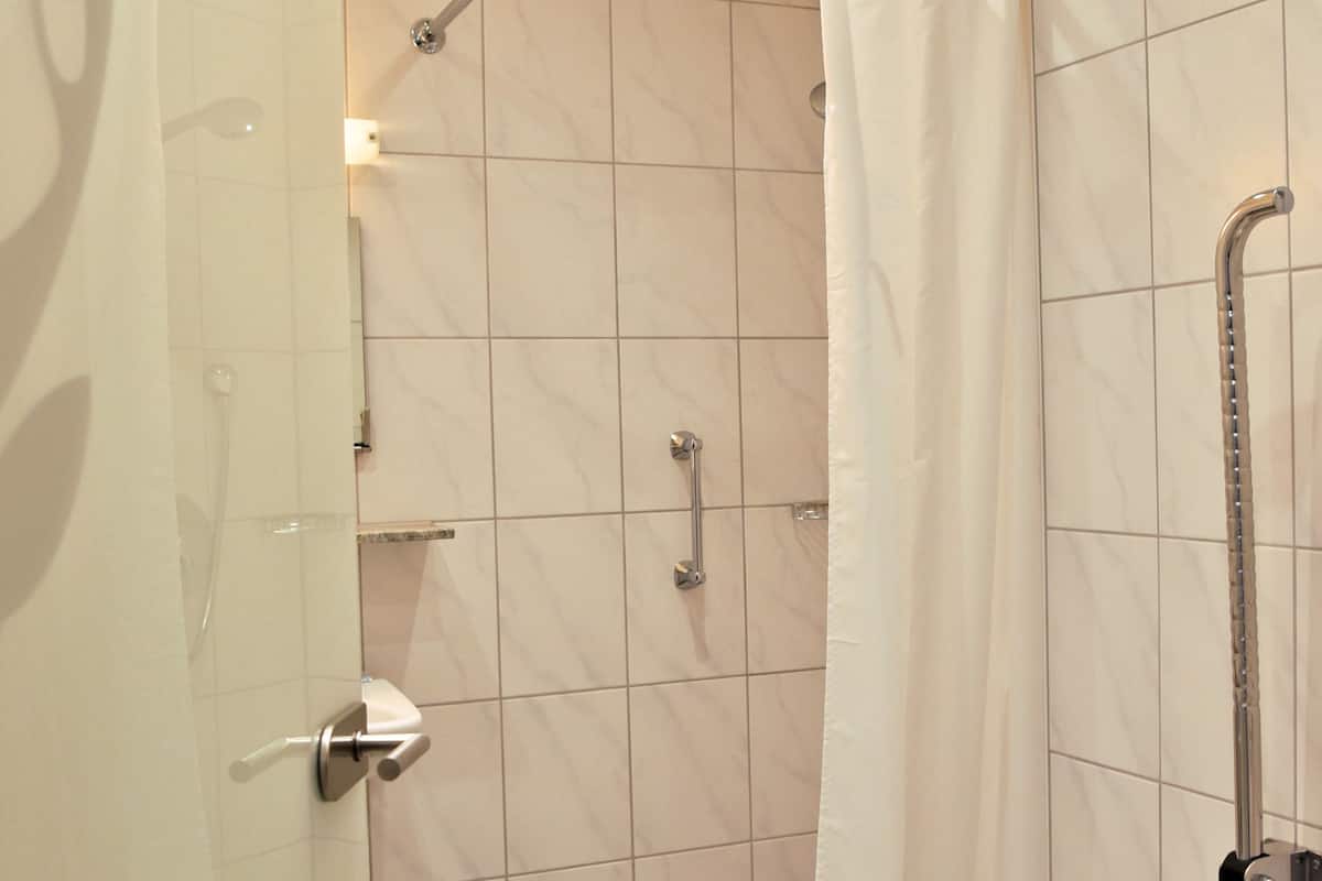 double room | bathroom | shower, free toiletries, hair dryer, towels