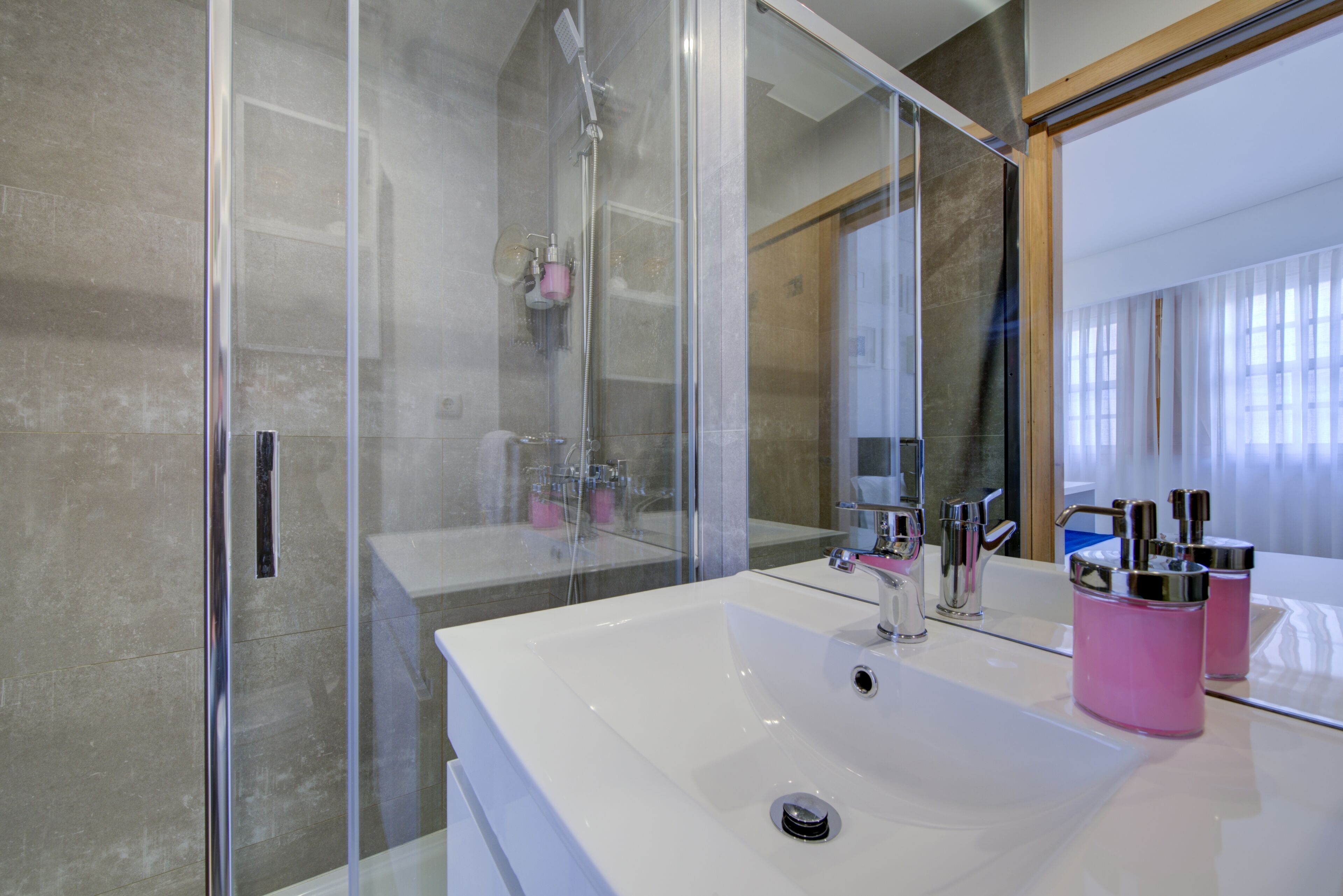 shower, rainfall showerhead, hair dryer, dressing gowns