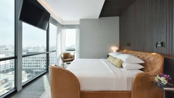 Sviitti, 1 makuuhuone, kaupunkinäköala | Egyptinpuuvillaiset lakanat, ylelliset vuodevaatteet