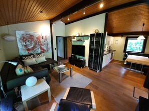 Casa (Robinson) | Área de sala de estar | Televisión, futbolito, tenis de mesa y libros