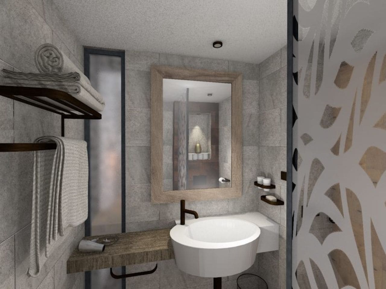 shower, designer toiletries, hair dryer, towels