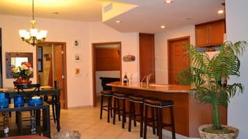 Apartment | Private kitchen | Fridge, microwave, oven, stovetop