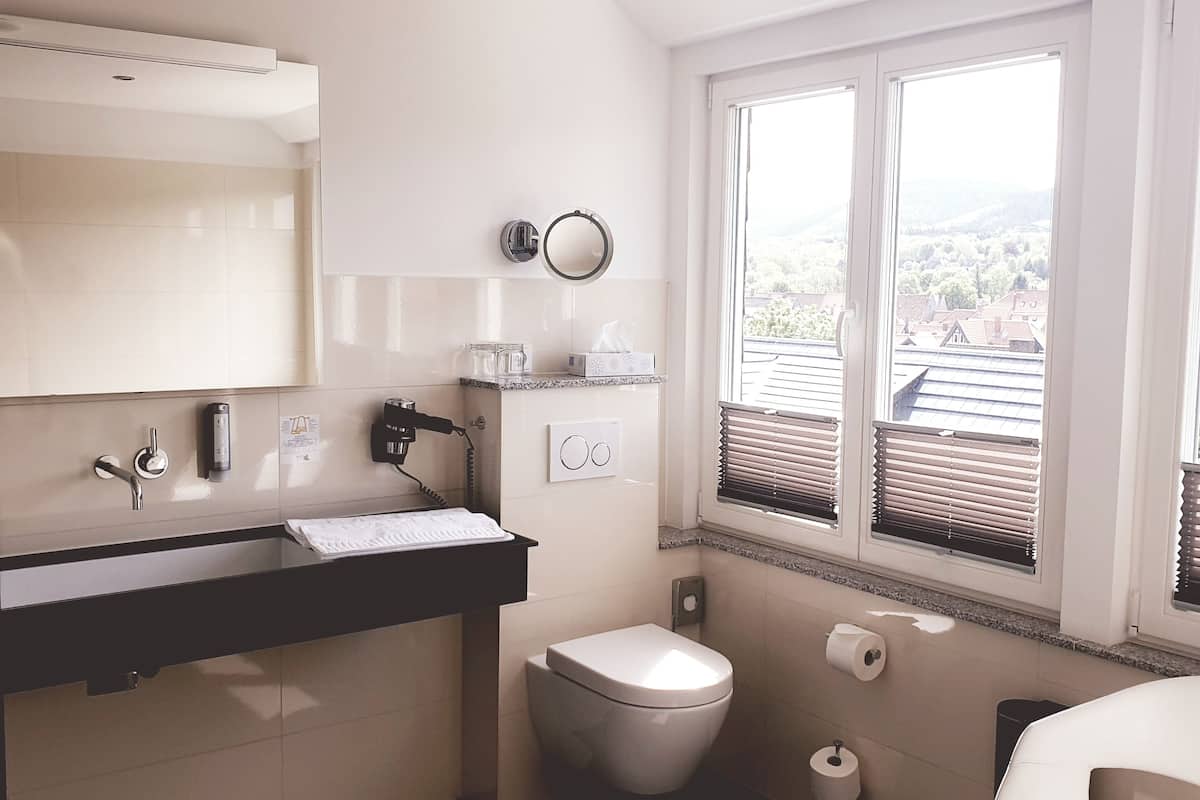 superior double room, patio | bathroom | shower, rainfall showerhead, free toiletries, hair dryer