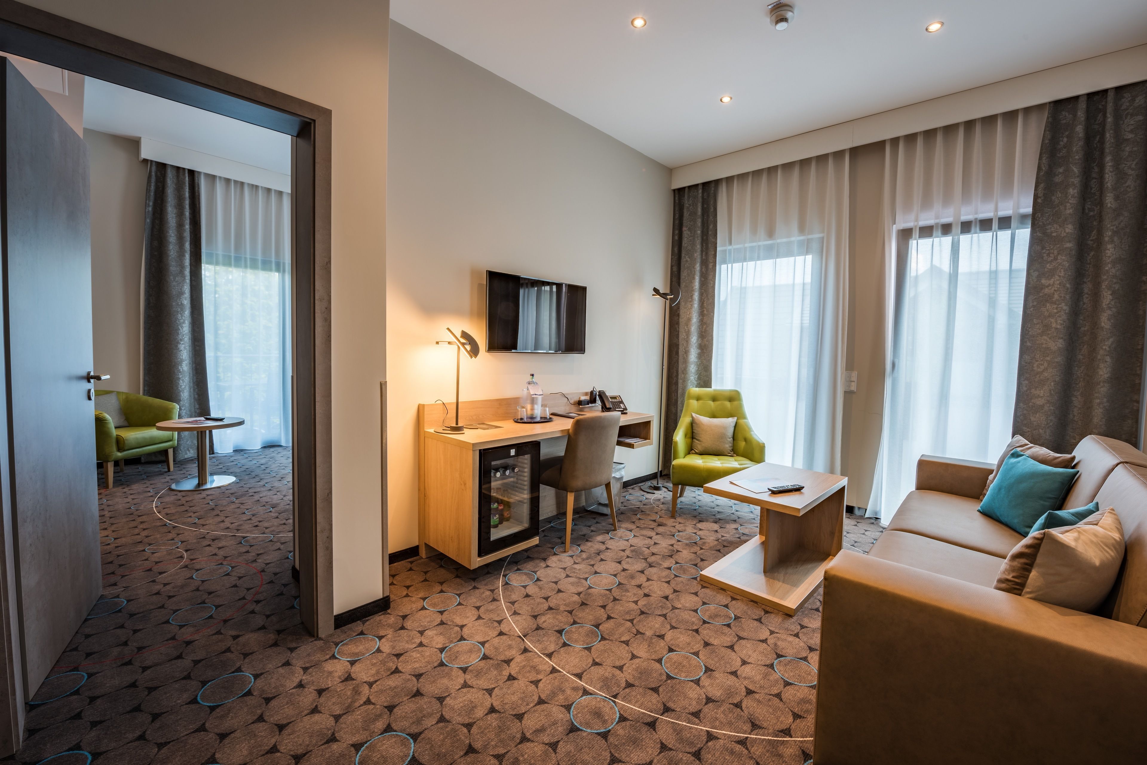 junior suite, 1 bedroom, mountain view, garden area | living room | flat-screen tv