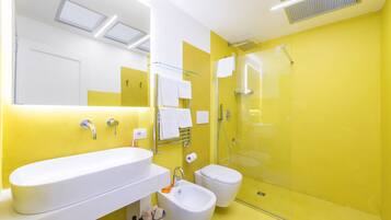 Free toiletries, hair dryer, bidet, towels