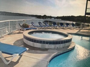 Outdoor pool, a heated pool - Modern Lakefront Condo at Monarch Cove  - Horseshoe Bend (Lake Ozark)