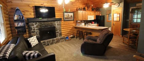 Smart-tv, pejs, dvd-afspiller, bøger