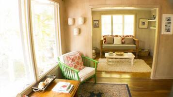 TV, fireplace, DVD player, books