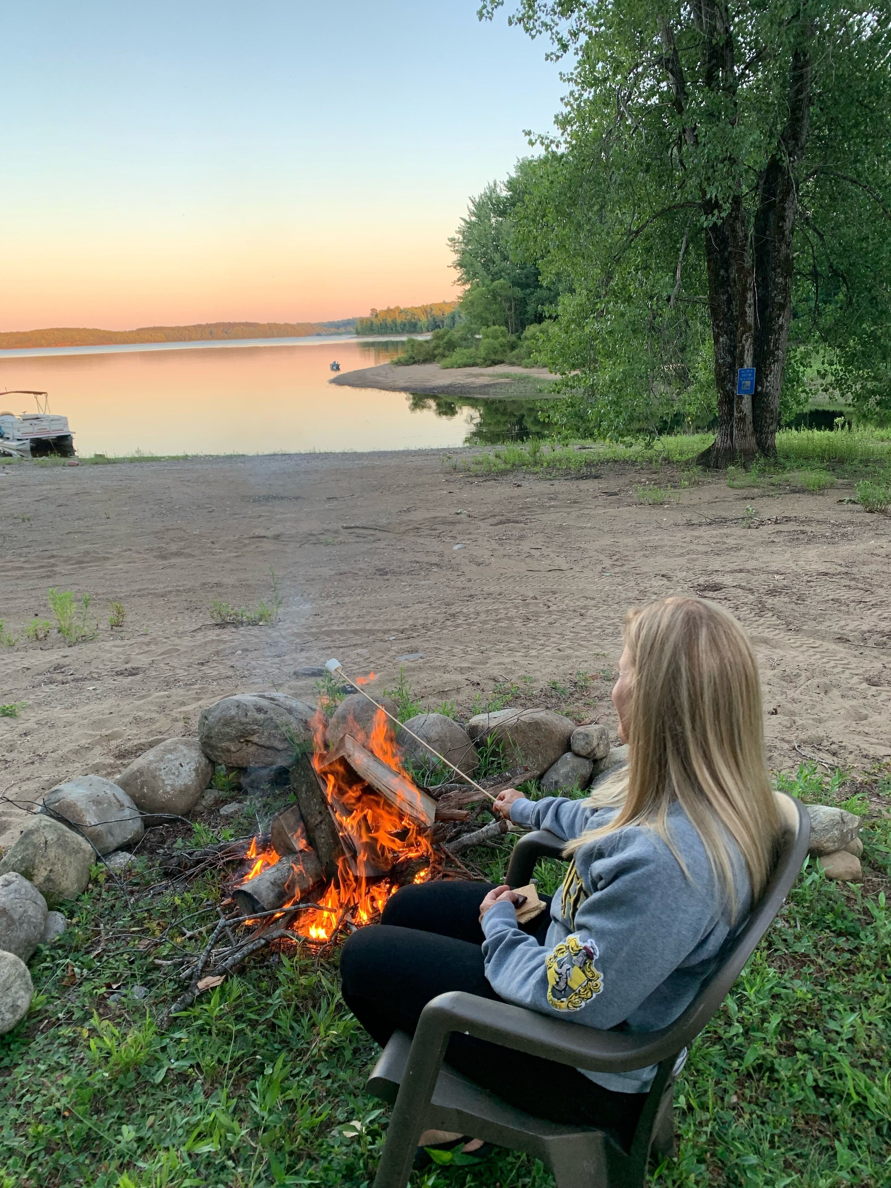 Roasting marshmallows at the bay 