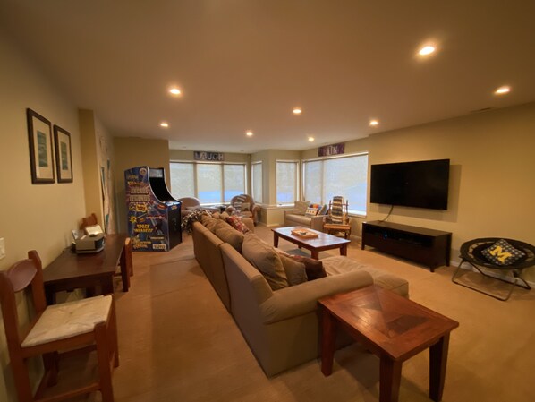 Smart TV, video games, ping pong, books