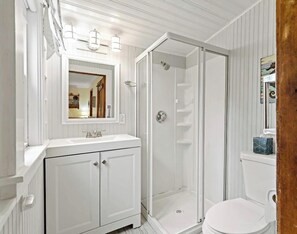 Regadera, secadora de cabello, jabón, papel de baño 