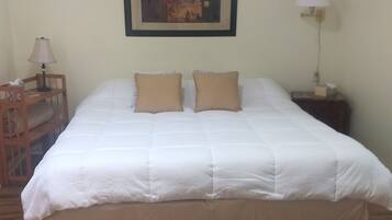 Desk, free WiFi, bed sheets