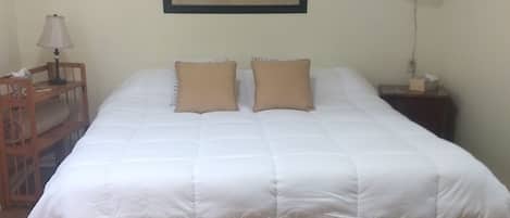 Desk, free WiFi, bed sheets