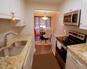 Kitchen with stainless steel appliances