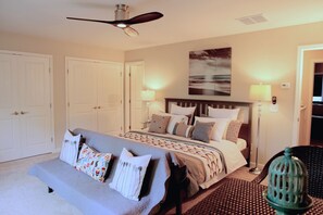 2 bedrooms, hypo-allergenic bedding, desk, iron/ironing board