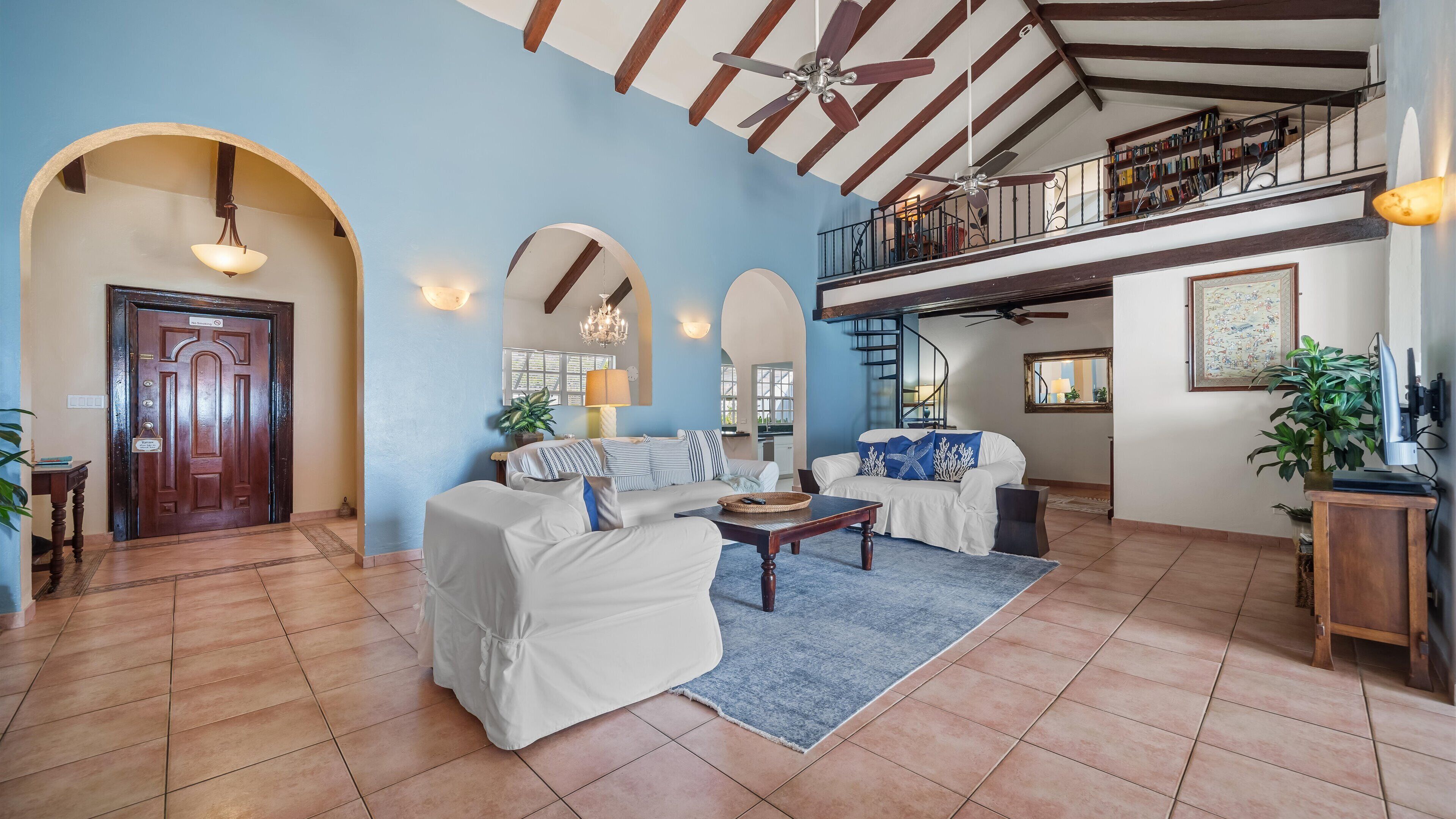 Smart TV, fireplace, video games, DVD player