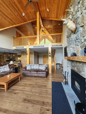 Smart TV, fireplace, DVD player, books