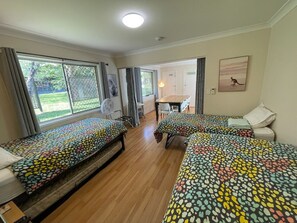 5 bedrooms, desk, iron/ironing board, travel cot