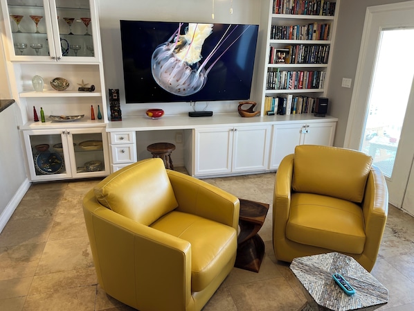 Téléviseur connecté, lecteur de DVD, jouets, livres