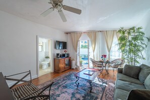 TV, books, stereo - Balcony Studio, Historic & Highly Walkable nestled between High-End Residential (Sarasota)