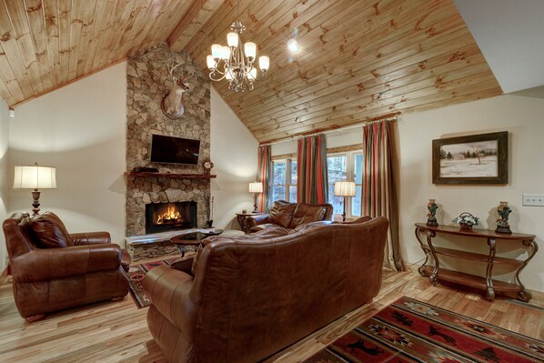 Smart TV, chimenea y reproductor de DVD 