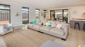 TV, DVD player, streaming services, video library