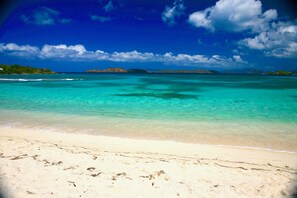 On the beach, sun loungers, beach towels - Renovated OCEANFRONT BEACHFRONT BEACH LEVEL one step to beautiful white sand  (st thomas)
