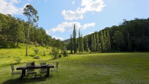 Outdoor dining - Knights Ridge eco-friendly Acreage and Cabin (Laguna)
