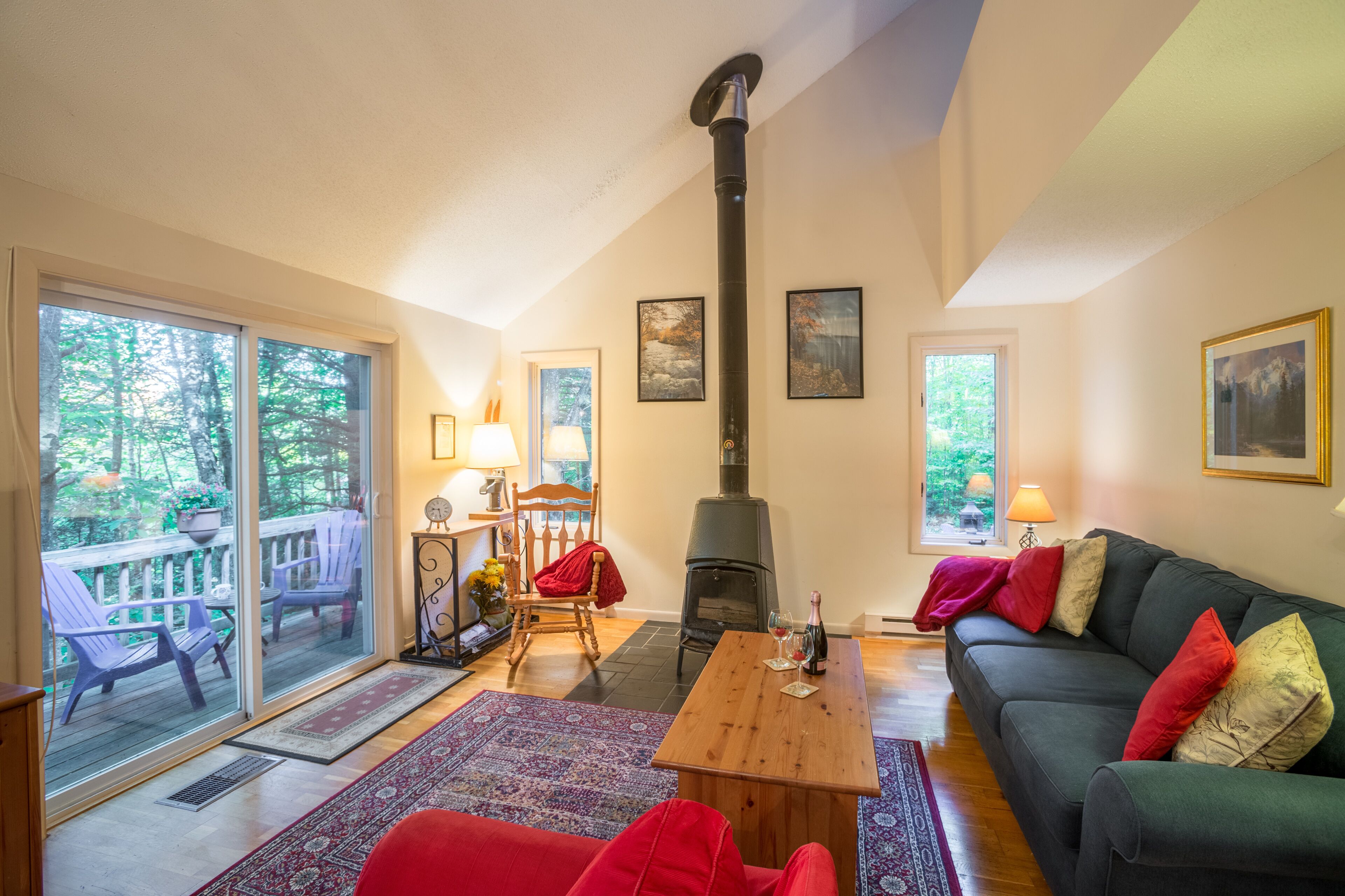 Smart-TV, Kamin, DVD-Player, Bücher