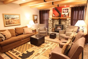 Smart TV, fireplace, video games, DVD player