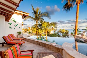 An infinity pool, a heated pool