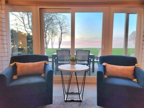 Smart TV, fireplace, DVD player, video library