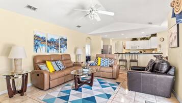 Smart TV, DVD player, table football, books