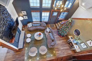 Smart TV, fireplace, video games, DVD player