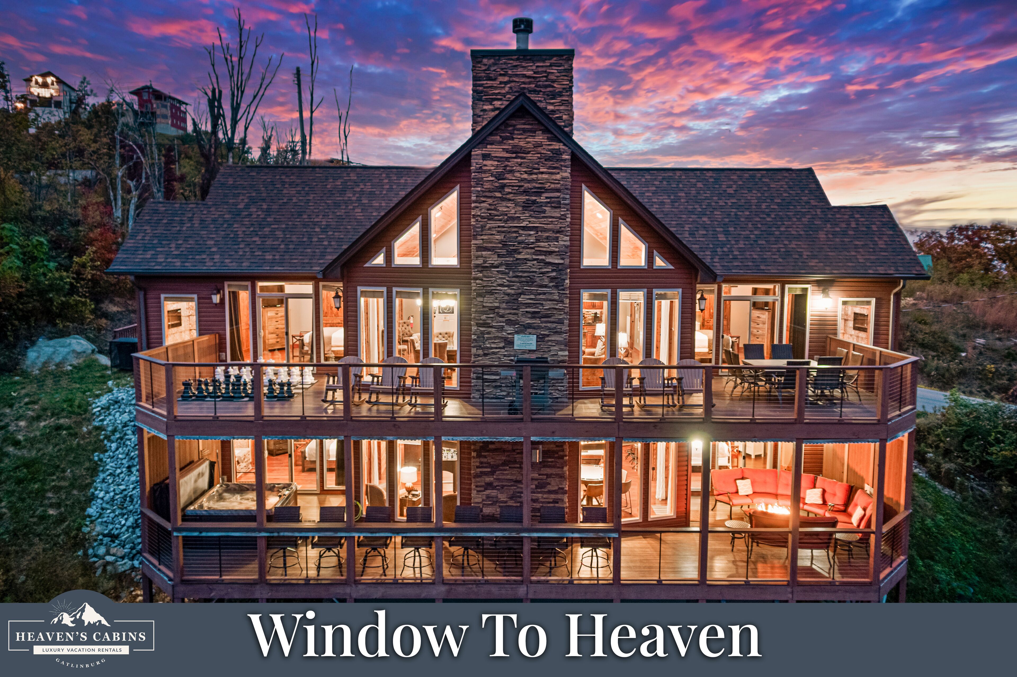 PHENOMINAL Luxury Cabin! AMAZING VIEW! Huge Game Room! 7 Fireplaces! 4 Masters!