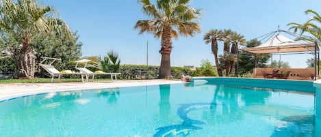 Piscina all'aperto, lettini