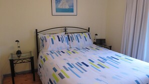 4 bedrooms, iron/ironing board, alarm clocks