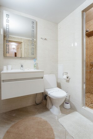 Shower, hair dryer, bidet, towels - Apartment Opera Theatre  (Odesa)