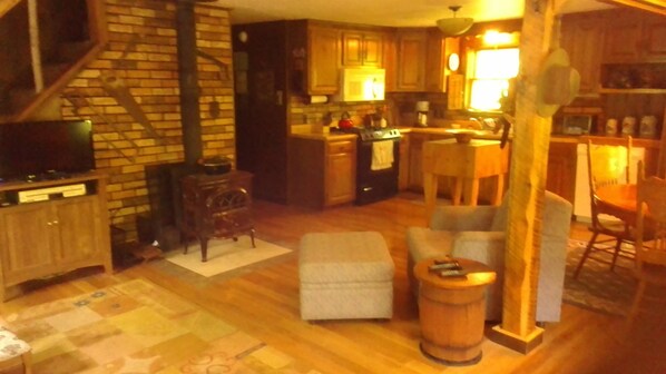 Smart TV, DVD player, books, video library